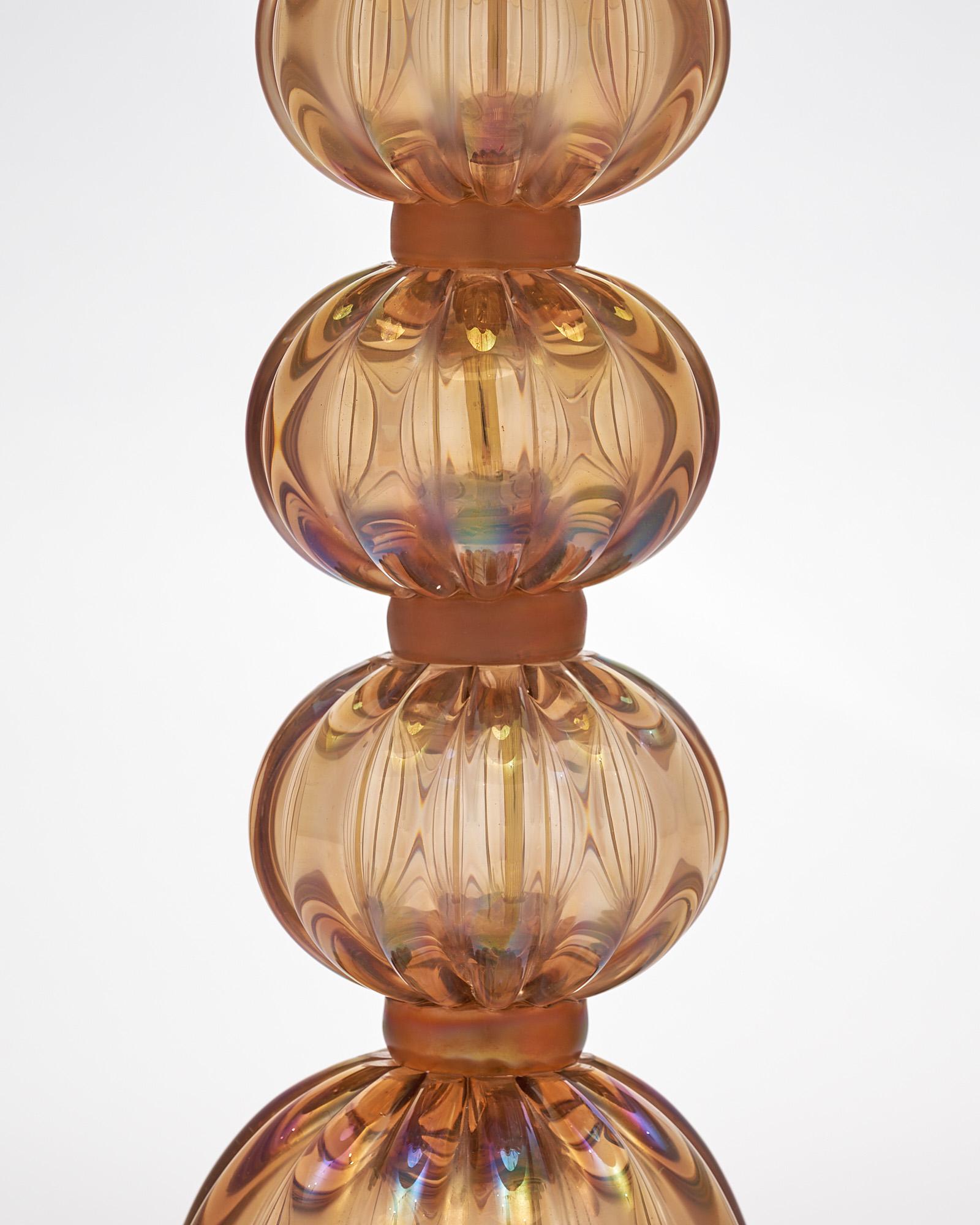 Mid-Century Modern Iridescent Smoked Topaz Murano Glass Lamp