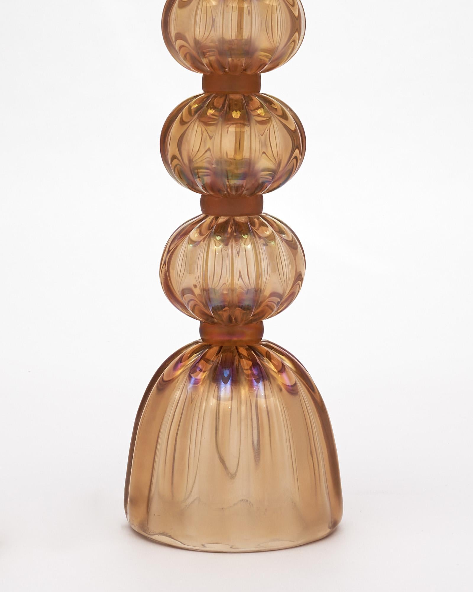 Contemporary Iridescent Smoked Topaz Murano Glass Lamp