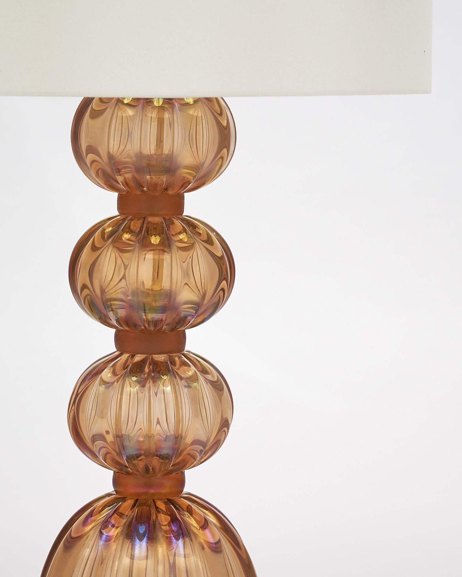 Iridescent Smoked Topaz Murano Glass Lamp 1