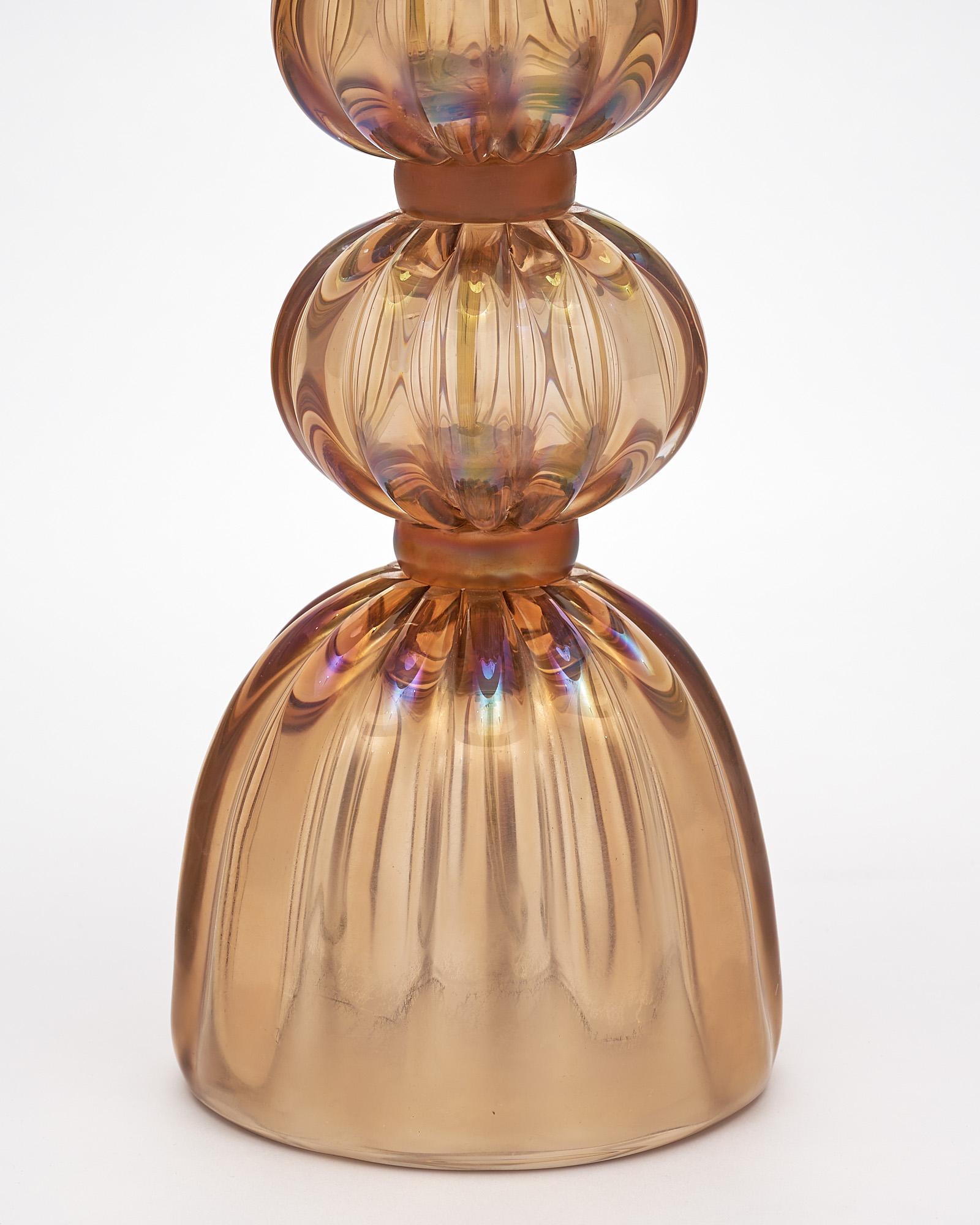 Iridescent Smoked Topaz Murano Glass Lamp 2