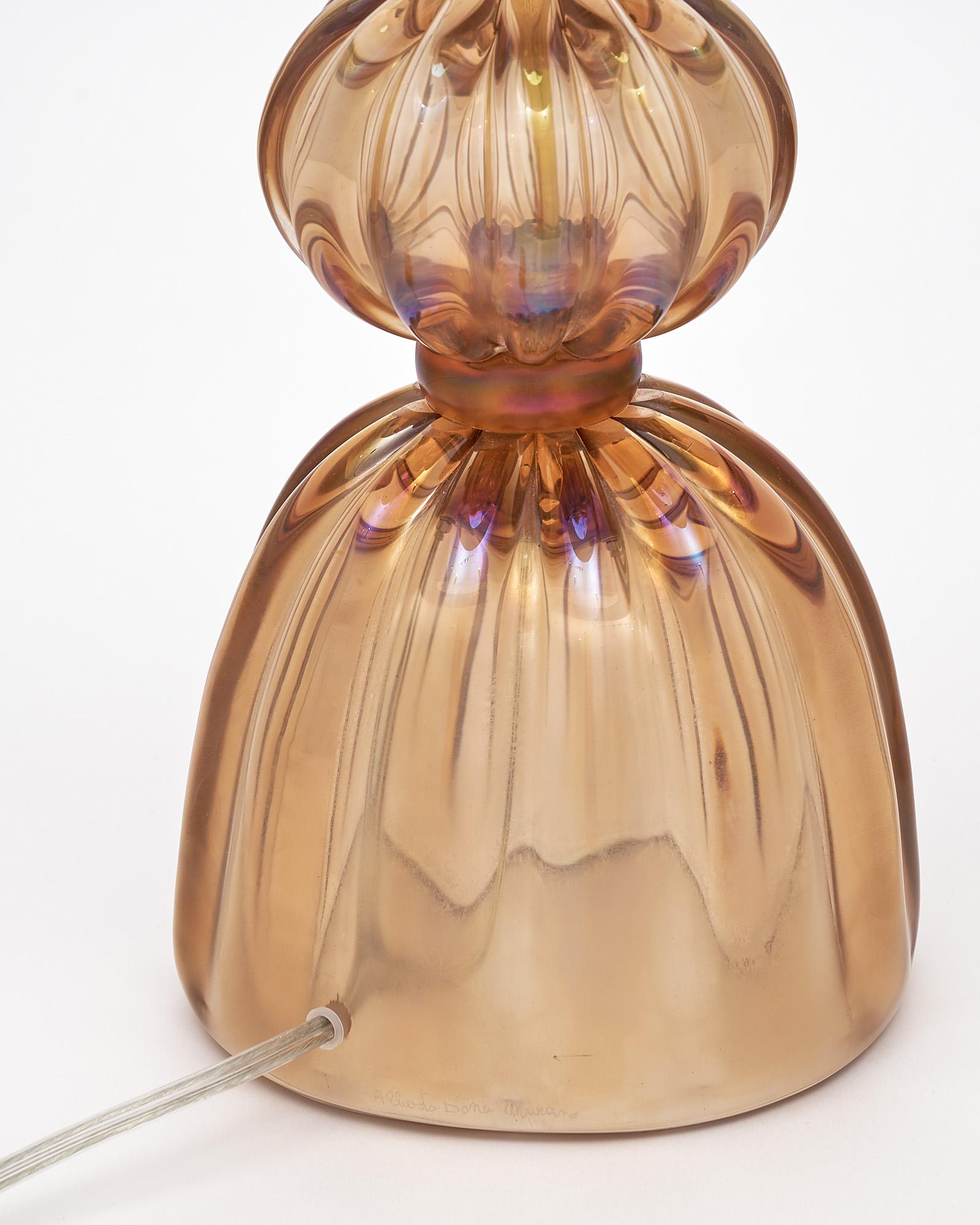 Iridescent Smoked Topaz Murano Glass Lamp 3