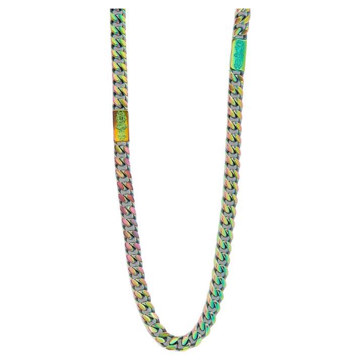 schillernde Edelstahl Kaleidoskop-Amulet-Halskette im Angebot