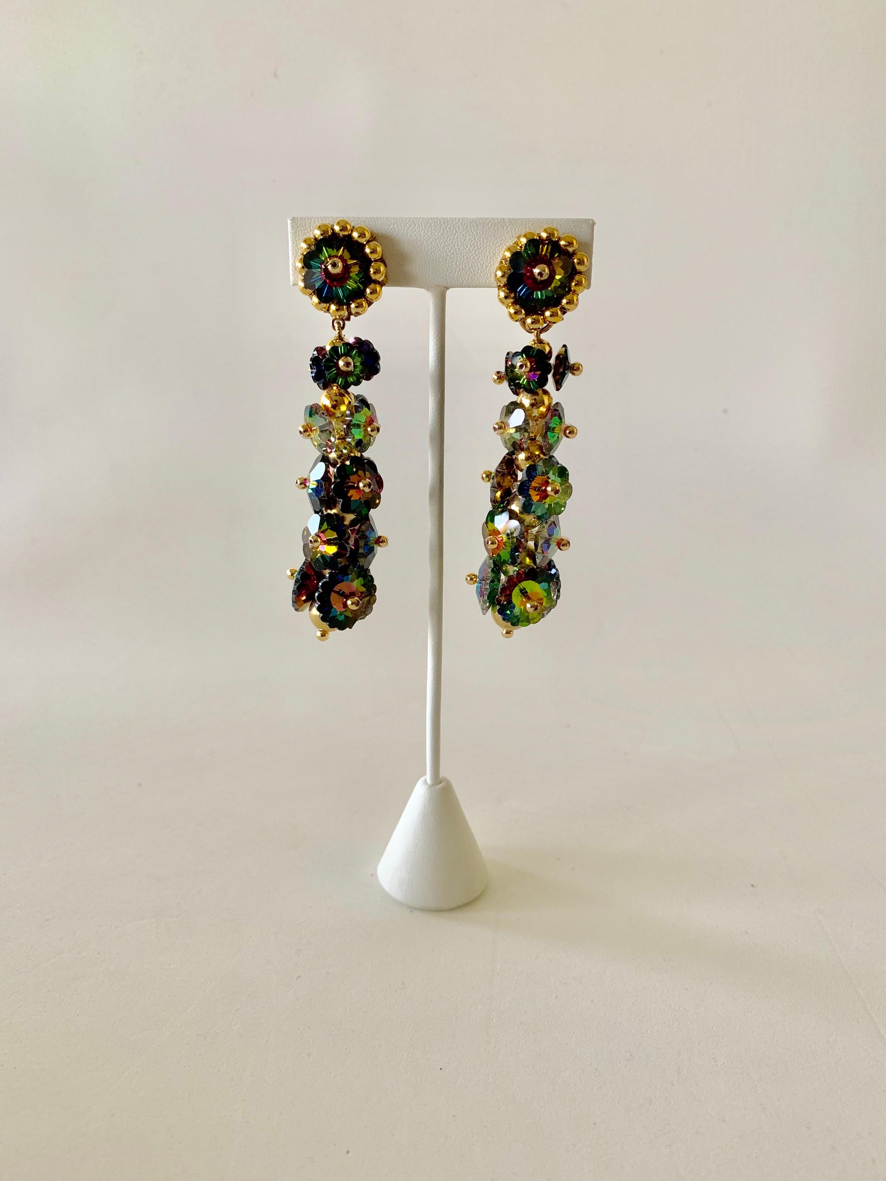 Women's Iridescent Statement Earrings, Italy 1960s