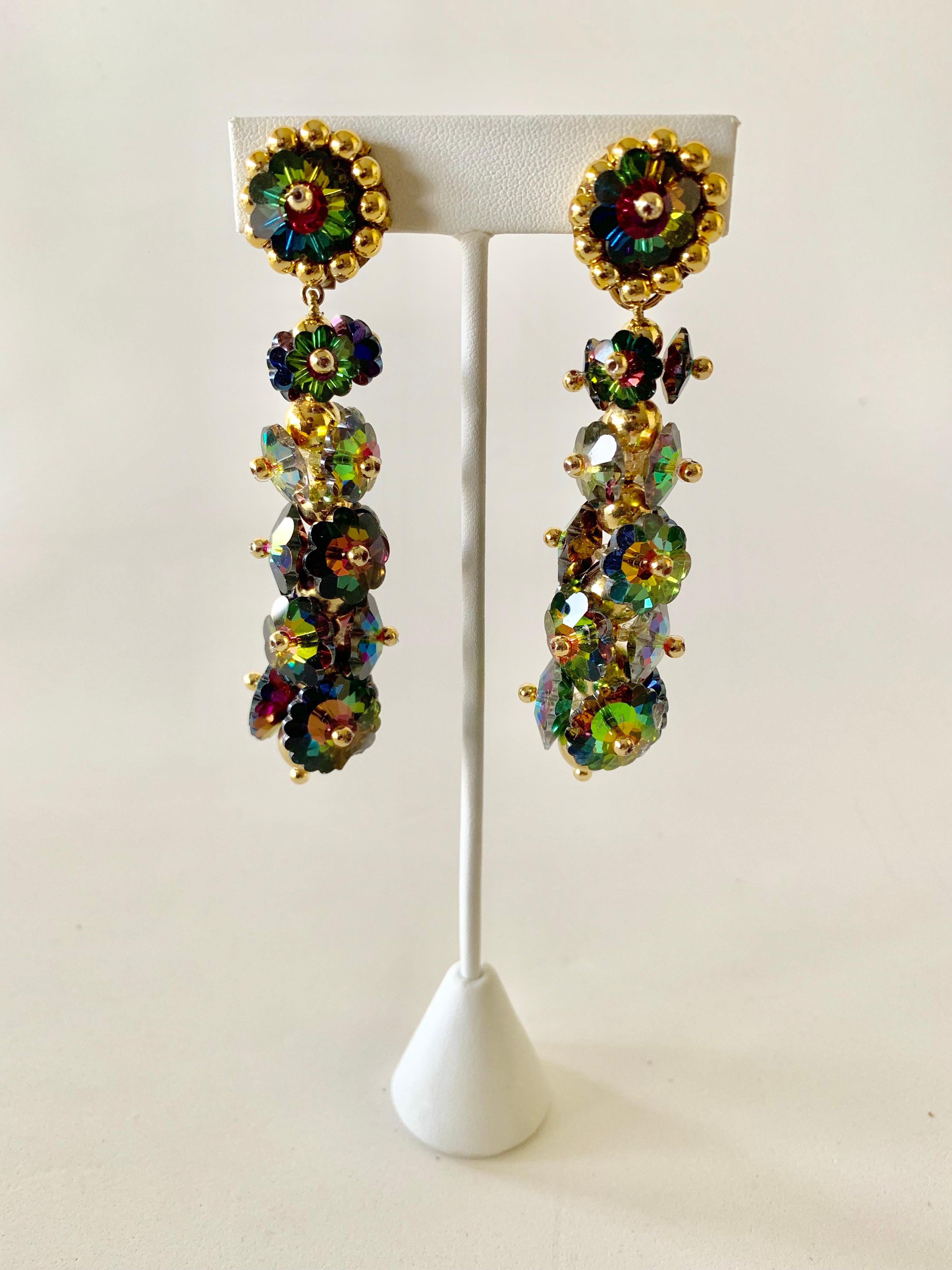 Iridescent Statement Earrings, Italy 1960s 1