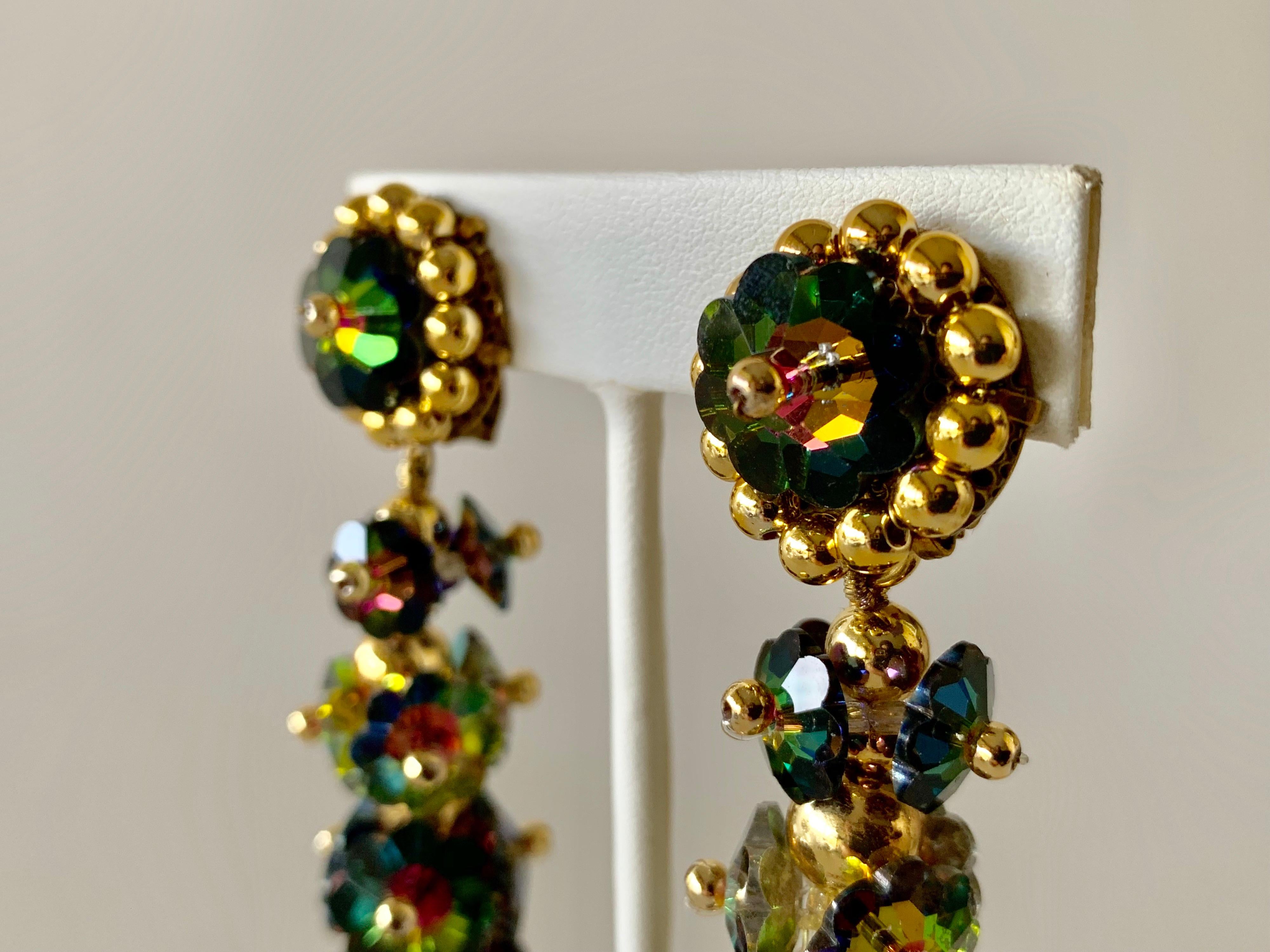 Iridescent Statement Earrings, Italy 1960s 3