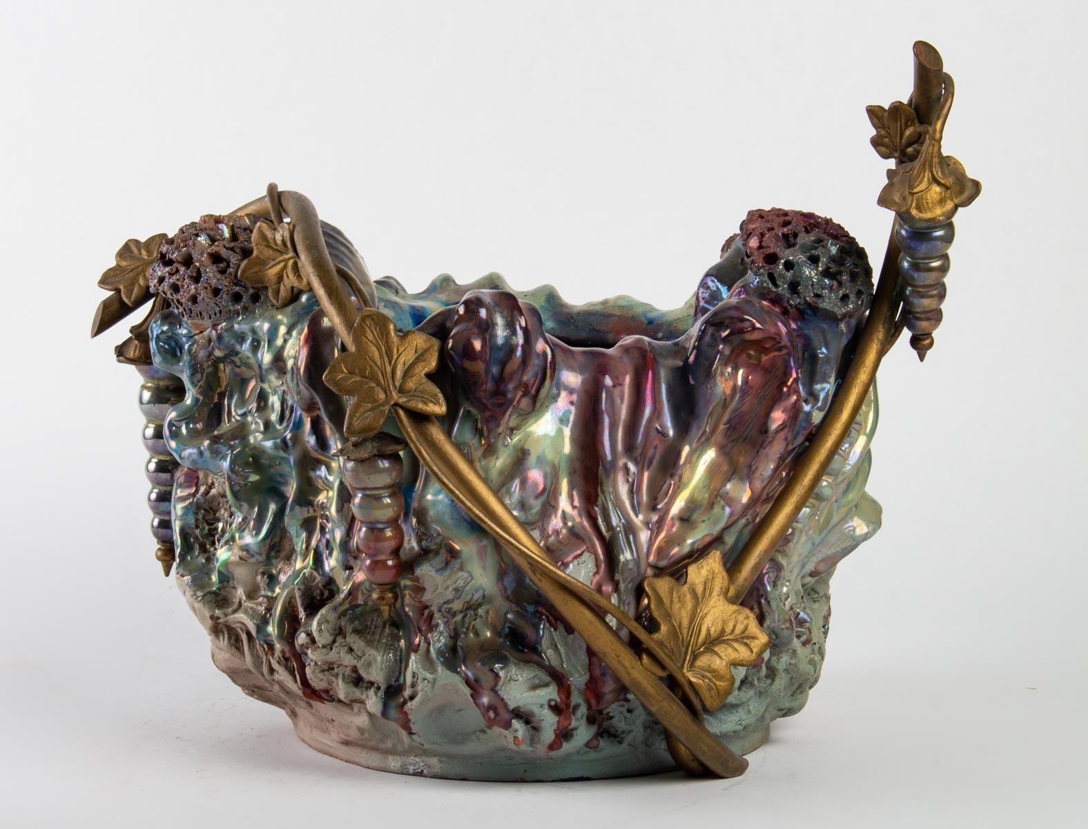 Iridescent Stoneware Art Nouveau Ceramic Set 1