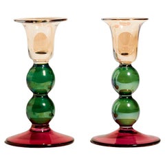 Iridescent Tiered Ball Candle Holders Set of Two