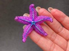 Iridescent Titanium Starfish Brooch — Vivid Purple & Blue