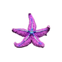 Iridescent Titanium Starfish Brooch — Vivid Purple & Blue