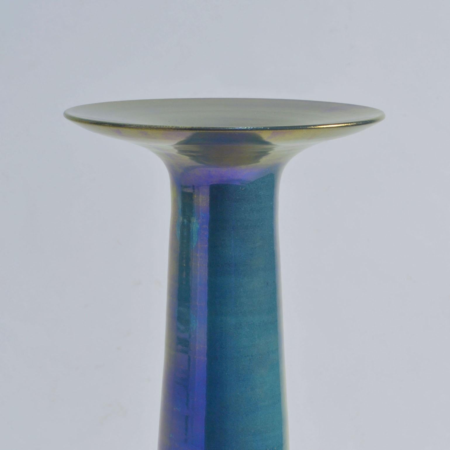 Sky Blue Elongated Studio Ceramic Vase by Mobach 1