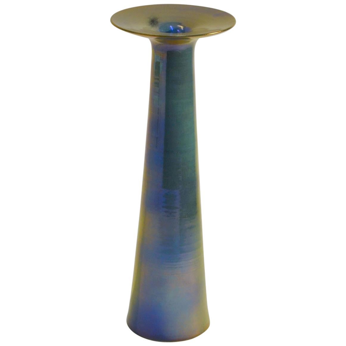 Sky Blue Elongated Studio Ceramic Vase by Mobach