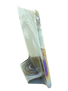 Cadre photo en verre d'art vénitien irisé de Murano vintage, Italie, années 1980