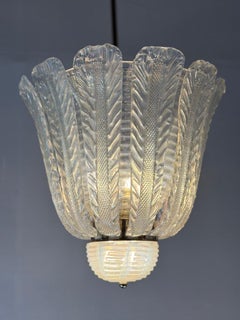 Lustre en verre vénitien irisé de Murano, Barovier&Toso, vers 1930