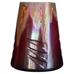 Used Iridescent Volcano Art Nouveau Vase by Clement Massier