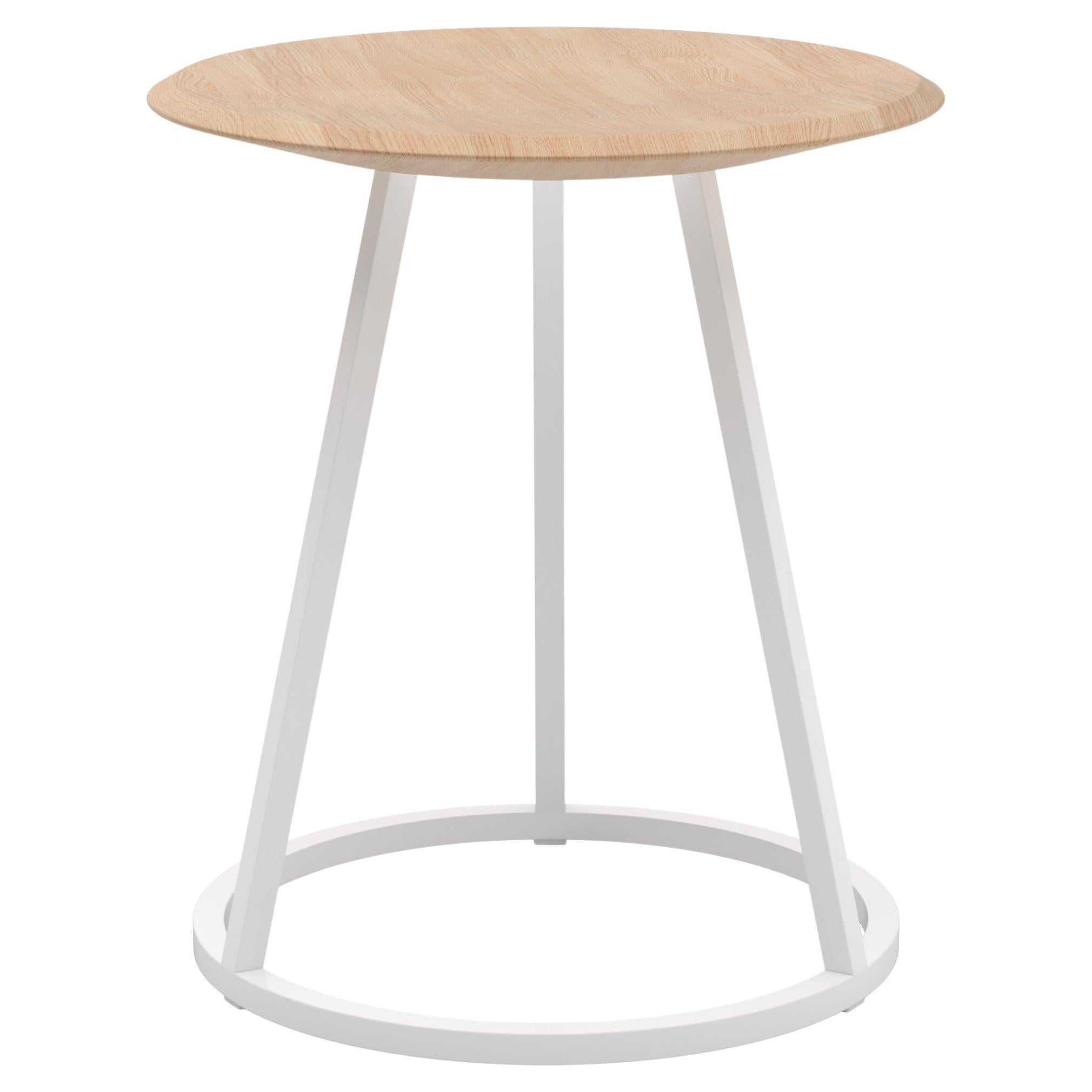 Iridescent White Metal Gustave Stool 45 cm Natural Oak by HARTO