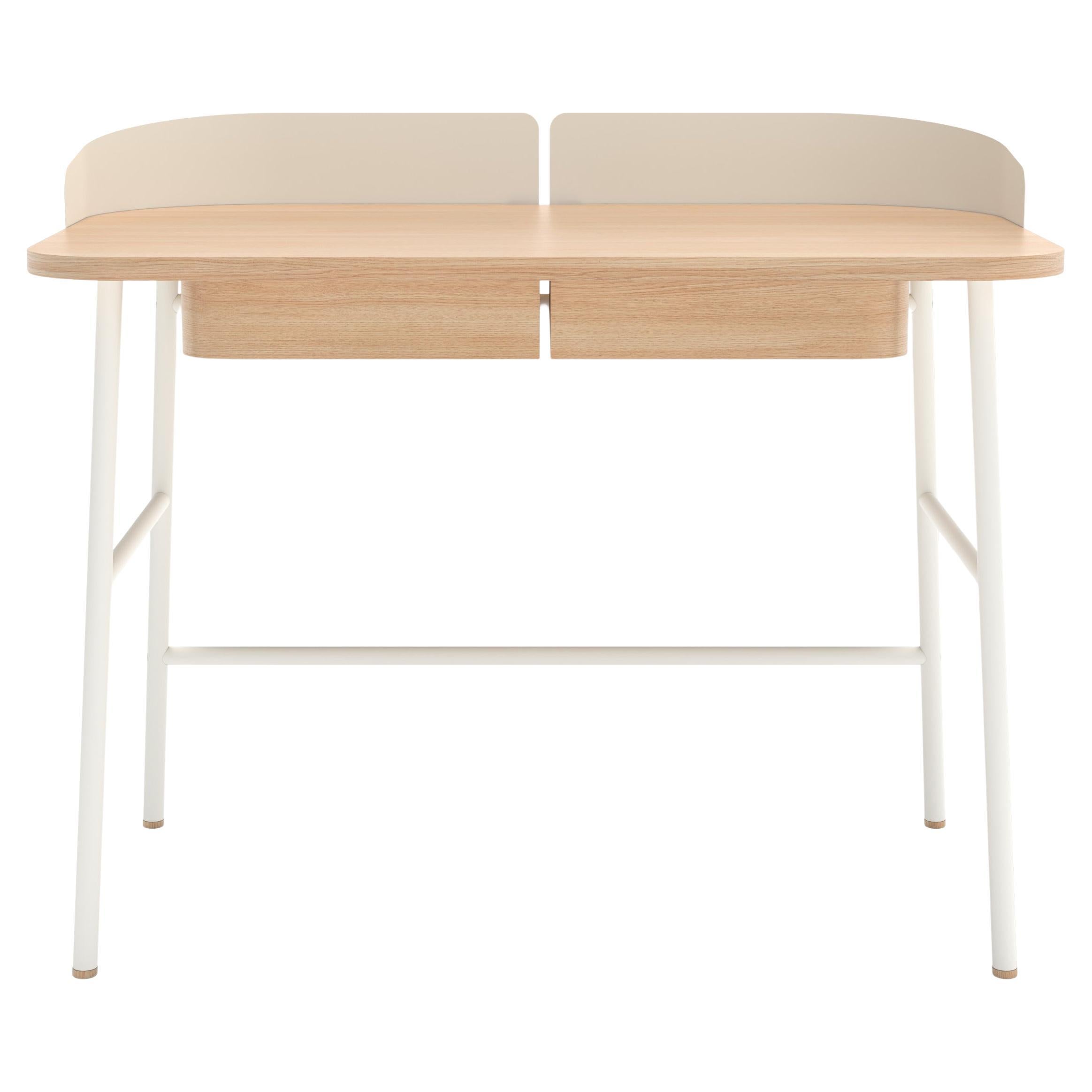 Weiß schillernder Metallschreibtisch Victor Oak Natural von HARTO