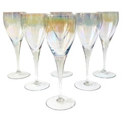 Vintage Iridescent Wine Glasses - Set of 6