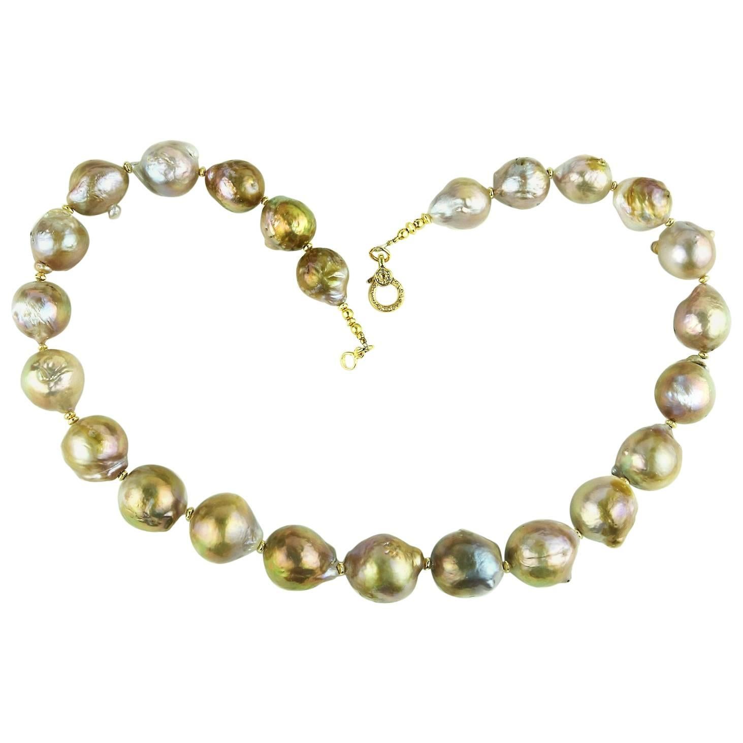 Glamorous Iridescent Wrinkle Pearl Necklace from Gemjunky 1