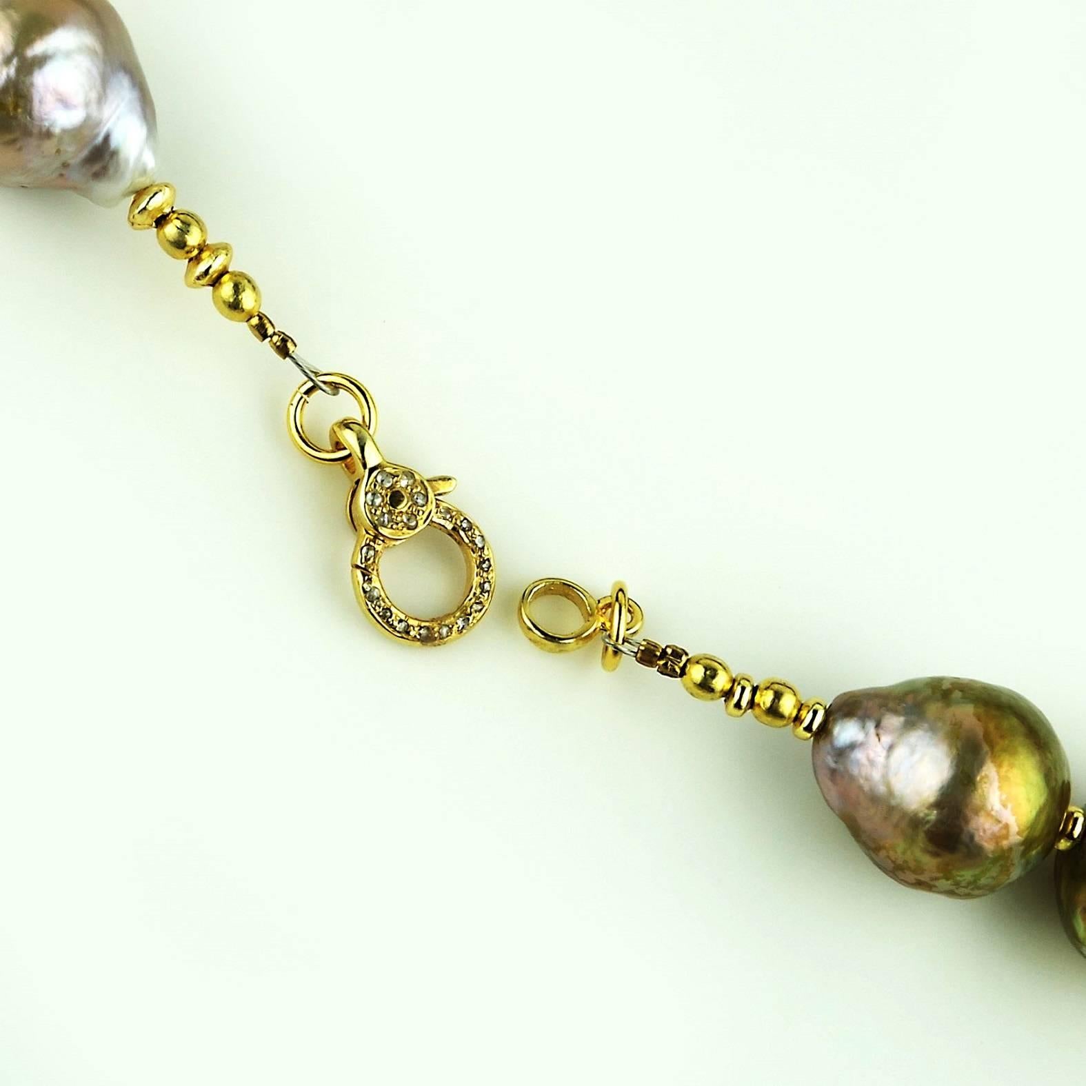 Glamorous Iridescent Wrinkle Pearl Necklace from Gemjunky 4