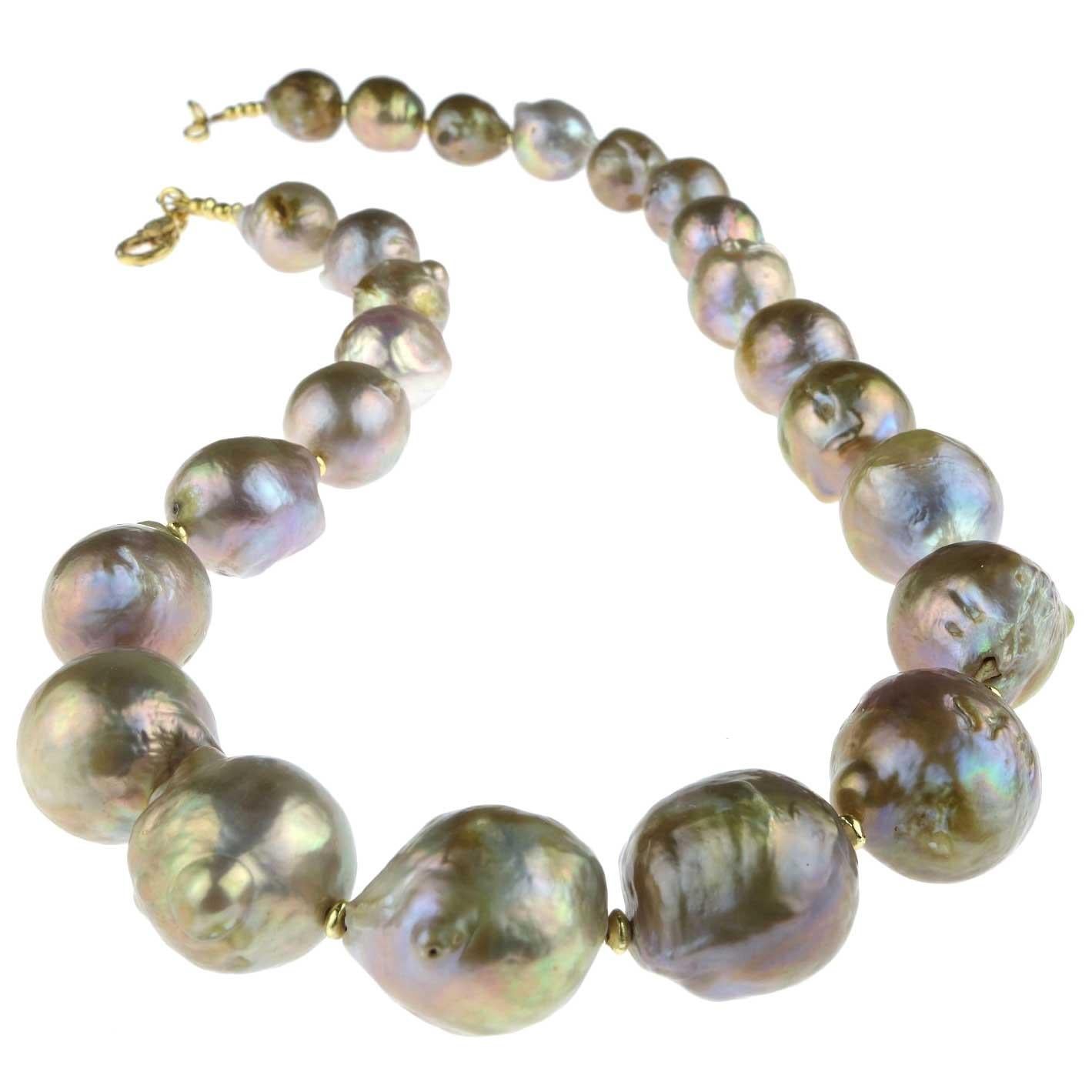 Glamorous Iridescent Wrinkle Pearl Necklace from Gemjunky