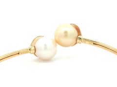 Iridesse 18k Yellow Gold Golden & White Pearl Bypass Cuff Bangle Bracelet