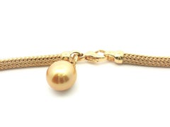 Iridesse Germany 18k Gold Golden Pearl Dangle Pendant 17" Wheat Chain Necklace