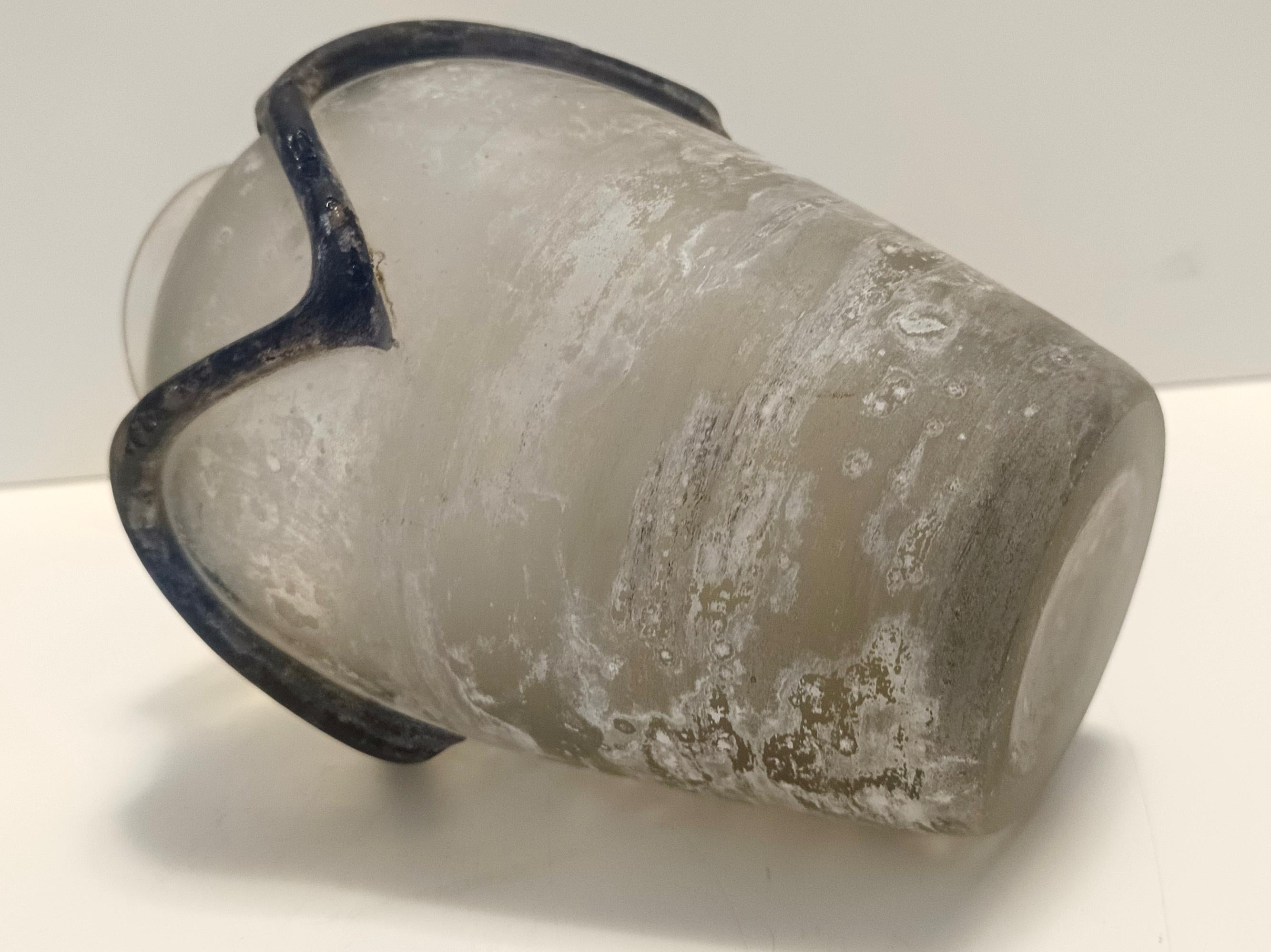 Iridiscent Transparente und schwarze Scavo-Glasvase aus Scavo-Glas, Cenedese, Italien im Angebot 2