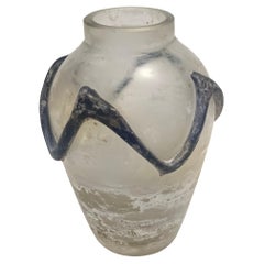 Iridiscent Transparent and Black Scavo Glass Vase attr. to Cenedese, Italy
