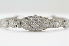 Iridium/Platinum Art Deco Style Diamond Watch Bracelet