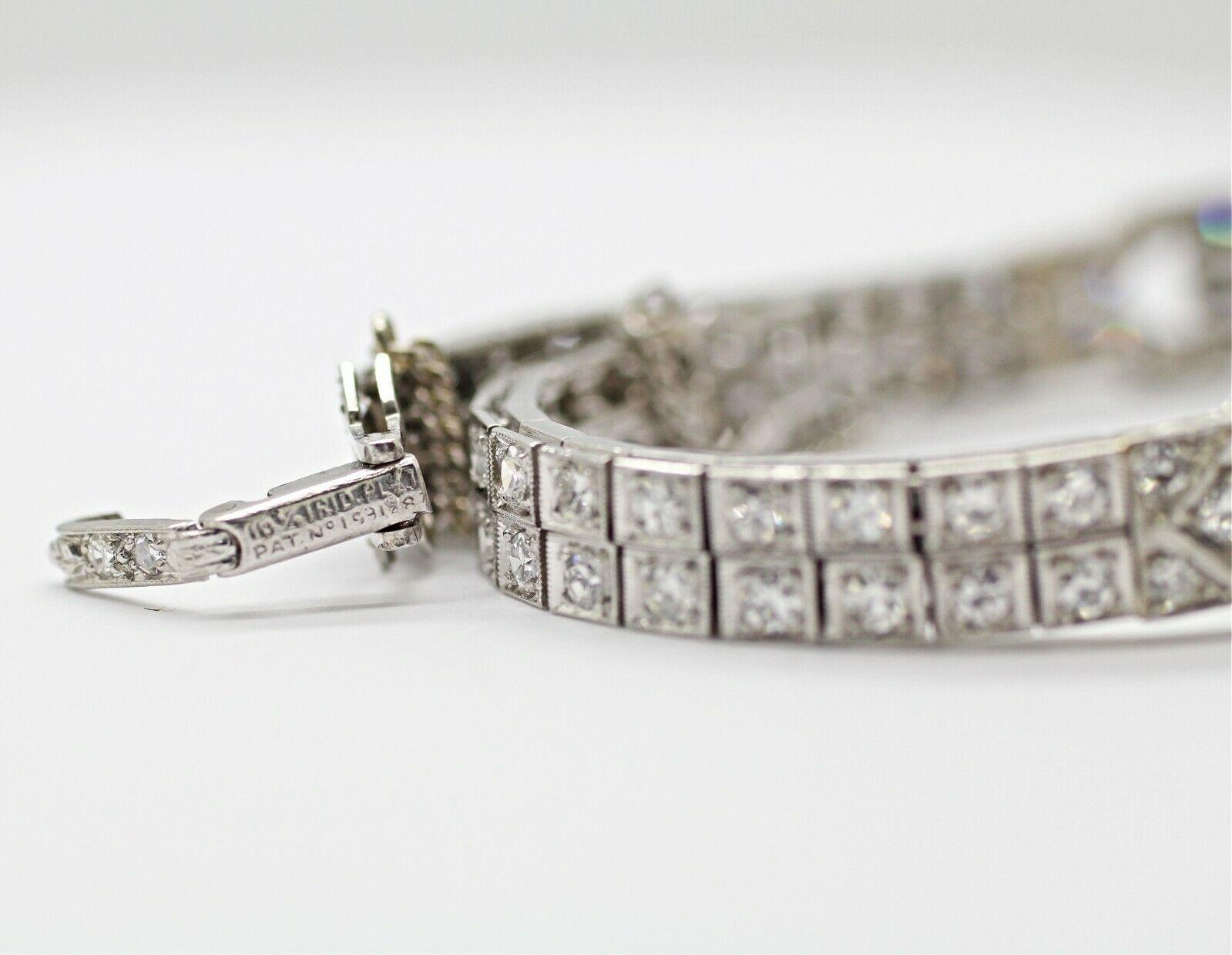 Round Cut Iridium/Platinum Art Deco Style Diamond Watch Bracelet