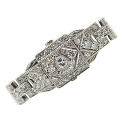 Iridium/Platinum Art Deco Style Diamond Watch Bracelet