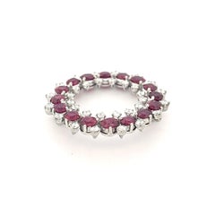 Iridium Platinum GIA Ruby and Diamond Brooch In Circle