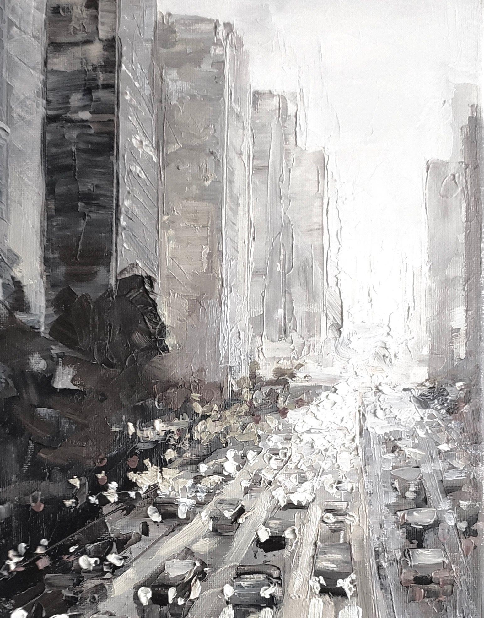 BUSY AVENUE, Painting, Oil on Canvas For Sale 1