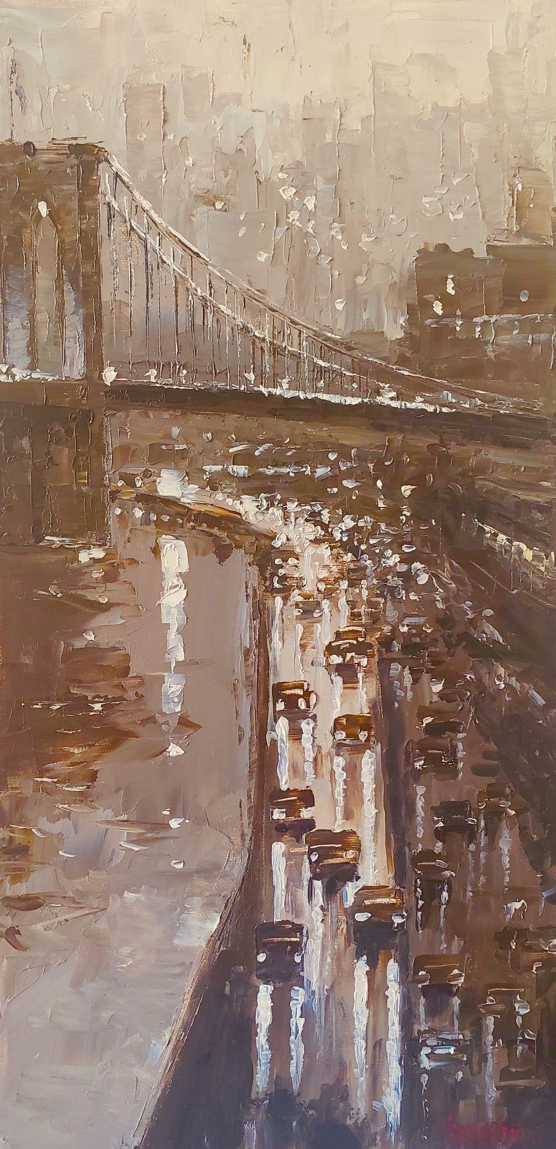 NY CITY LIGHTS #14, peinture sur toile - Impressionnisme Painting par Irina Alexandrina