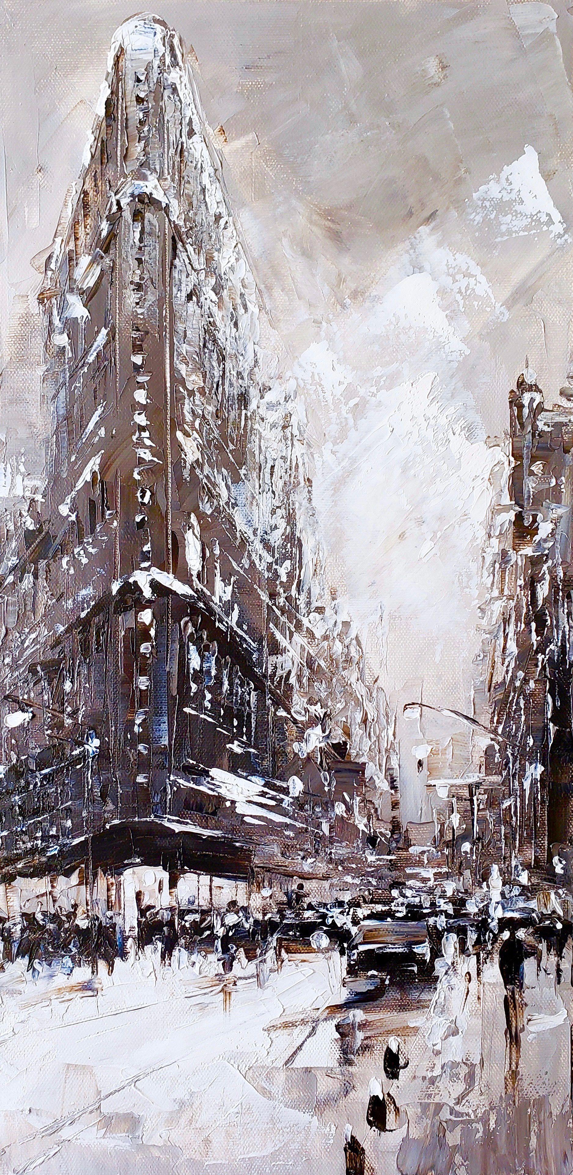 NY CITY LIGHTS #20, peinture sur toile - Painting de Irina Alexandrina