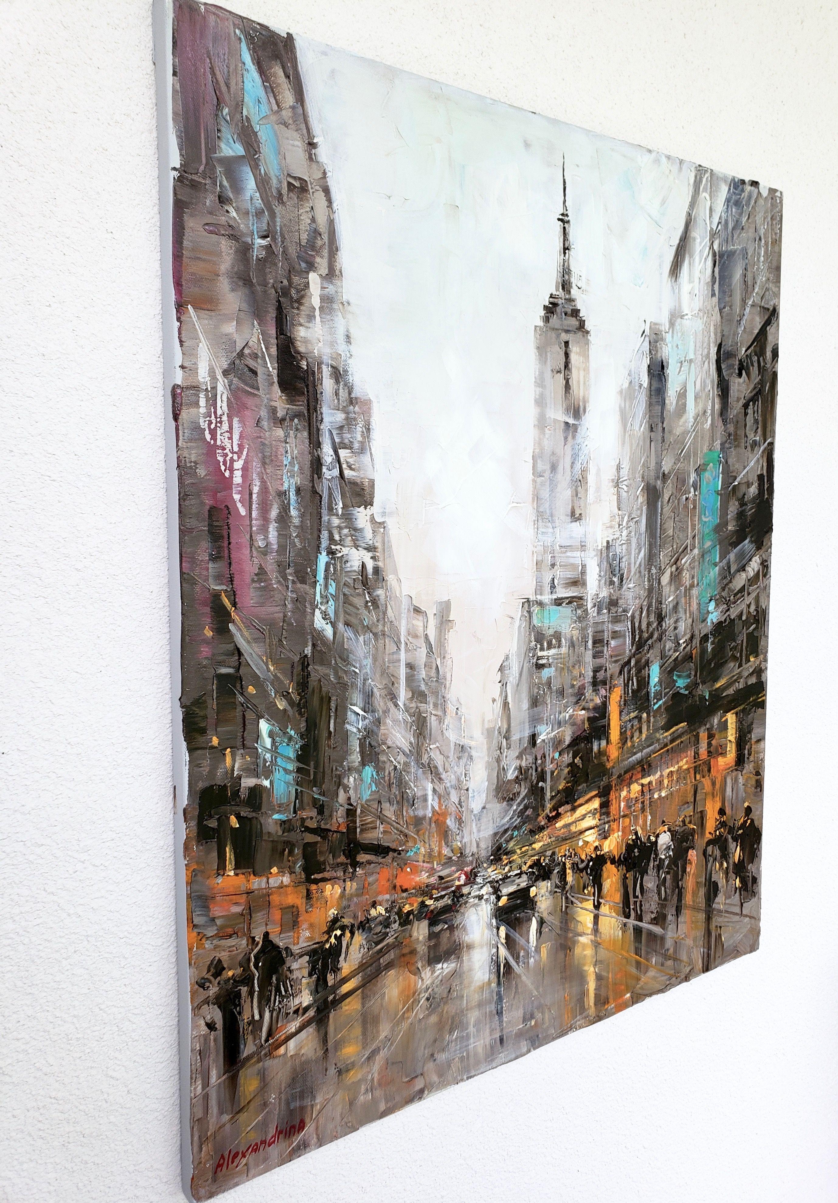 Vista de Nueva York, Pintura, Óleo sobre lienzo en venta 1