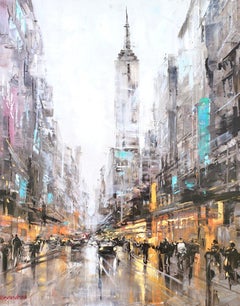 View of New York., Painting, Oil on Canvas