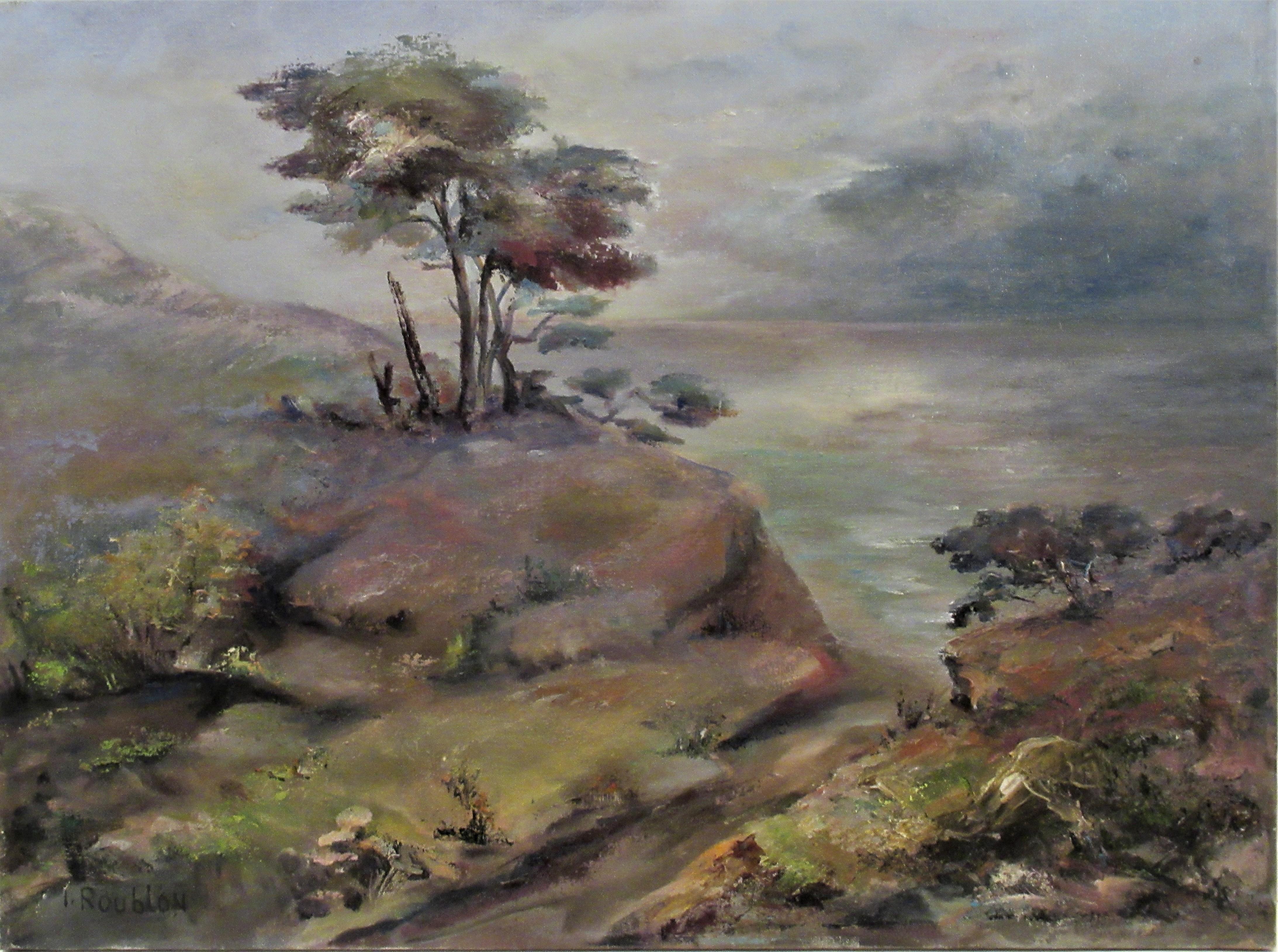 Irina Belotelkin Roublon Figurative Painting - Coastal Landscape 