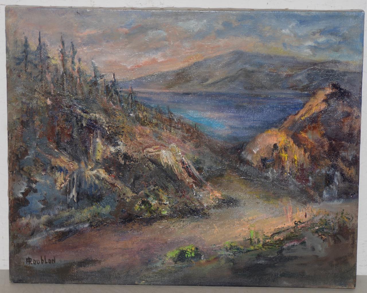 Irina Roublon "Luminous Mountain Landscape" Oil Painting C.1960s