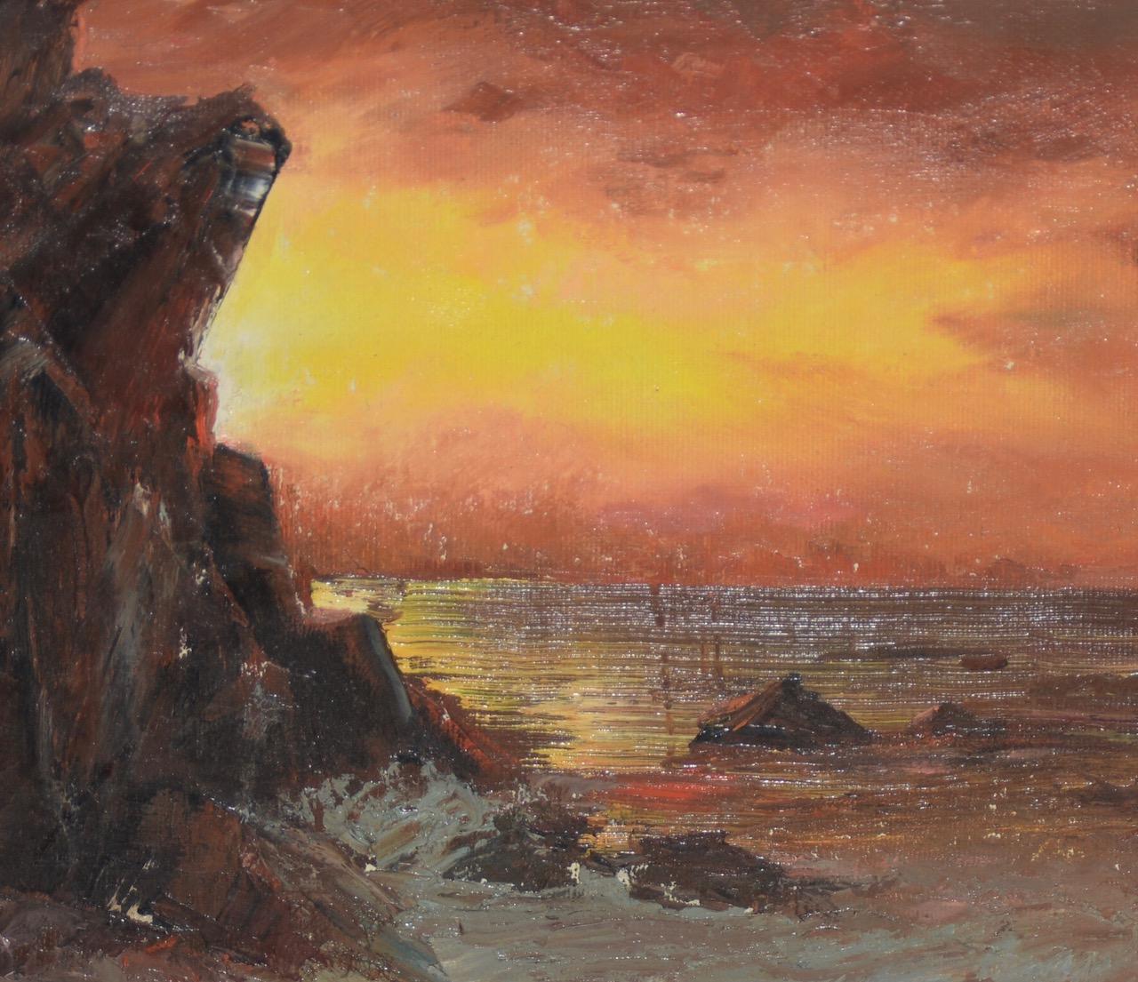 Landscape Painting di Irina Belotelkin Roublon - Irina Roudakoff Belotelkin "Tramonto sulla costa" Pittura originale degli anni '60 circa