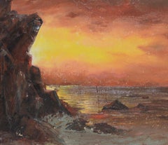 Irina Roudakoff Belotelkin "Coastal Sunset" Original Painting c.1960s