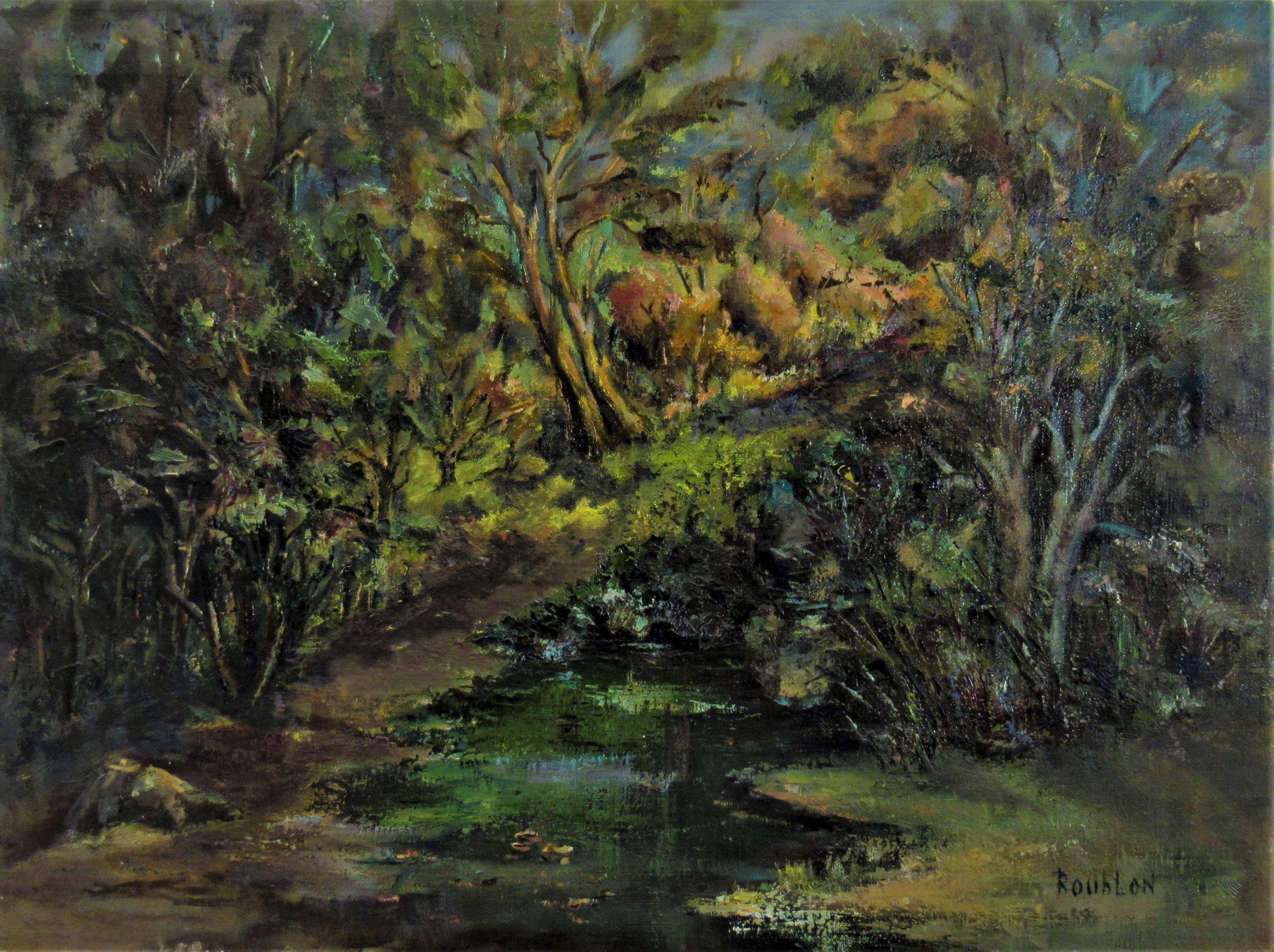 Irina Belotelkin Roublon Figurative Painting - Landscape with River