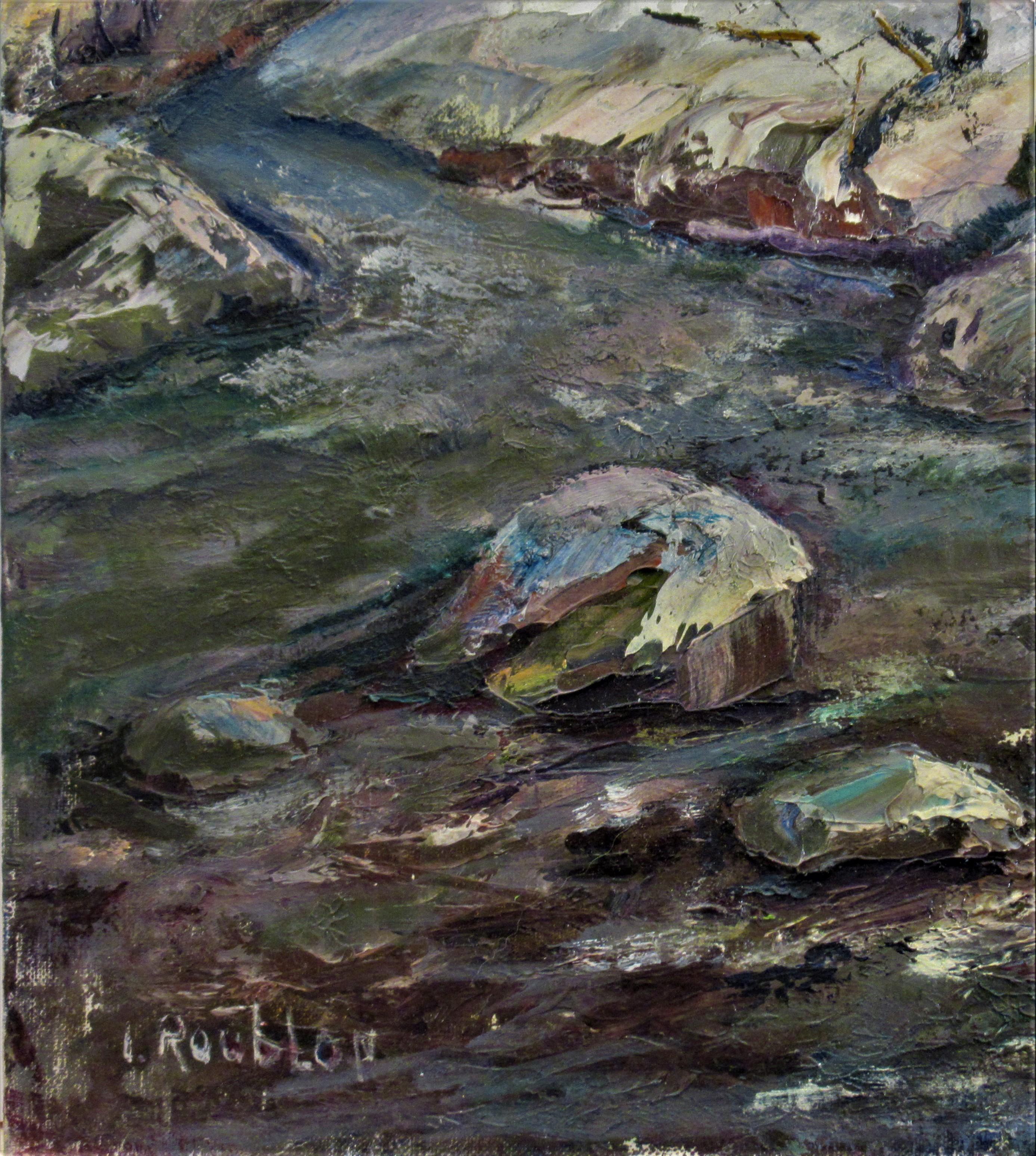 Paesaggio con fiume II - Painting Impressionismo di Irina Belotelkin Roublon