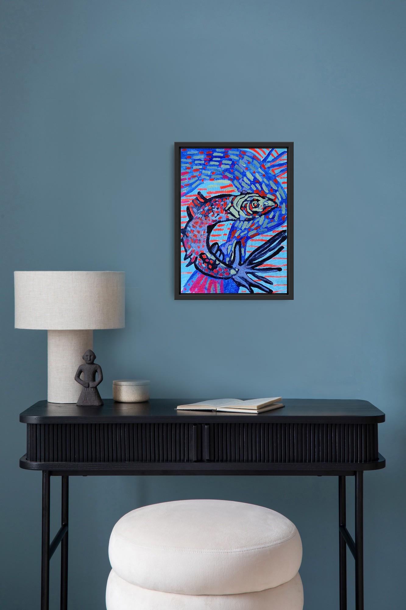 Verstecken und suchen (Blau), Abstract Painting, von Irina Burda 