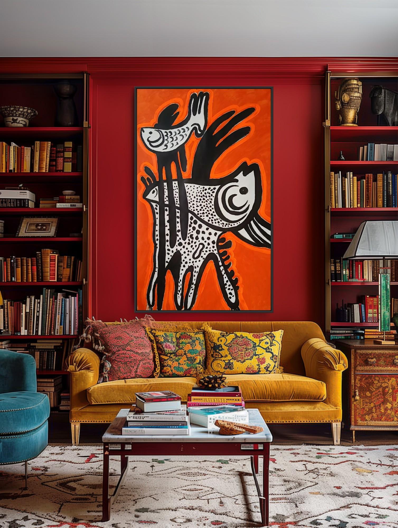 Wie glücklich ich bin (Rot), Animal Painting, von Irina Burda 
