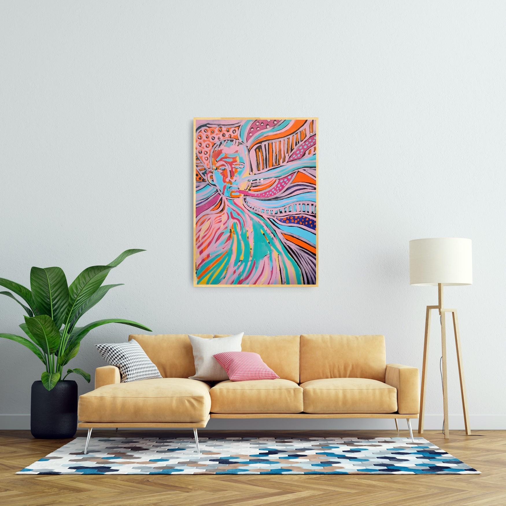 “information noise”. - Brown Abstract Painting by Irina Burda 