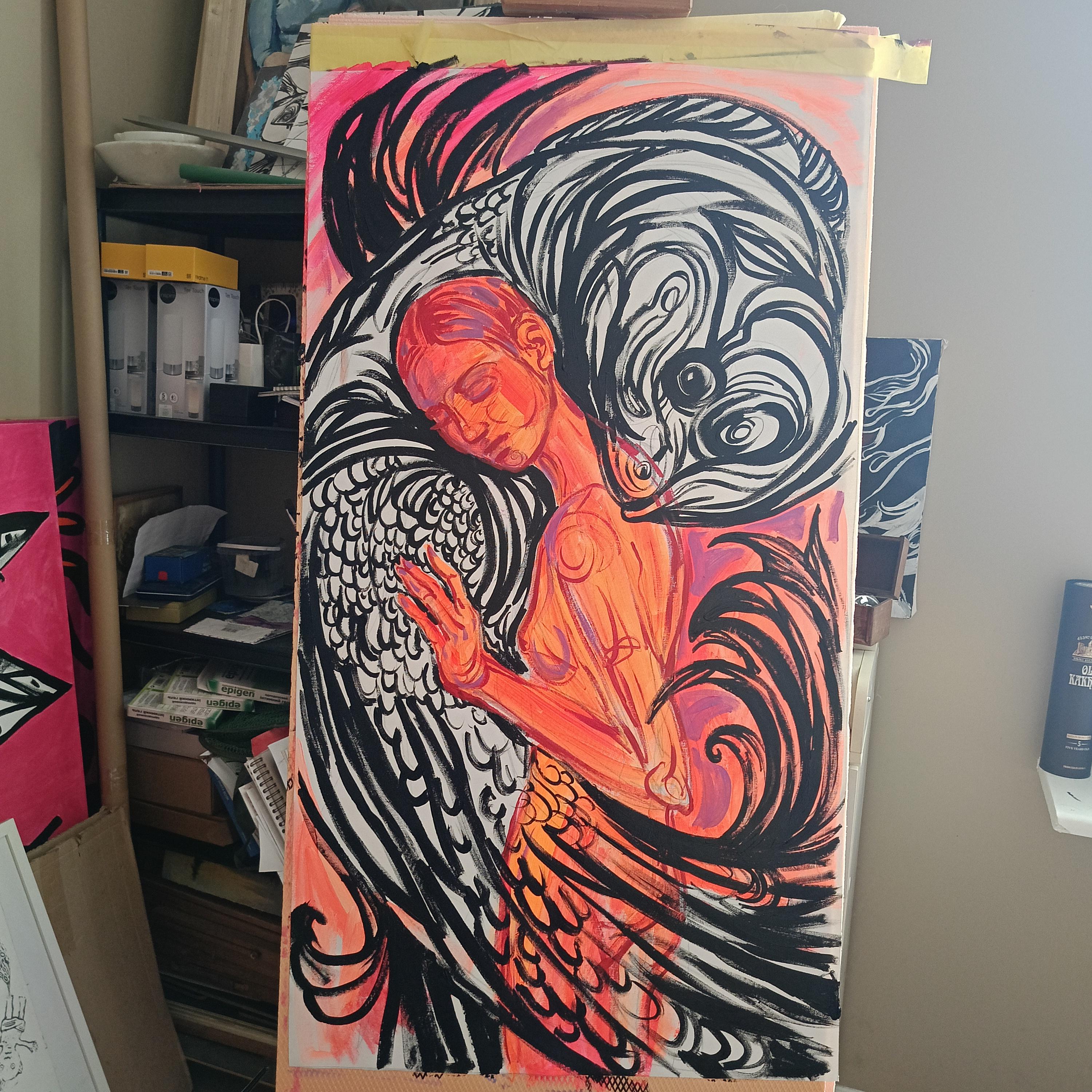 Meine sanfte Zeit (Pink), Figurative Painting, von Irina Burda 