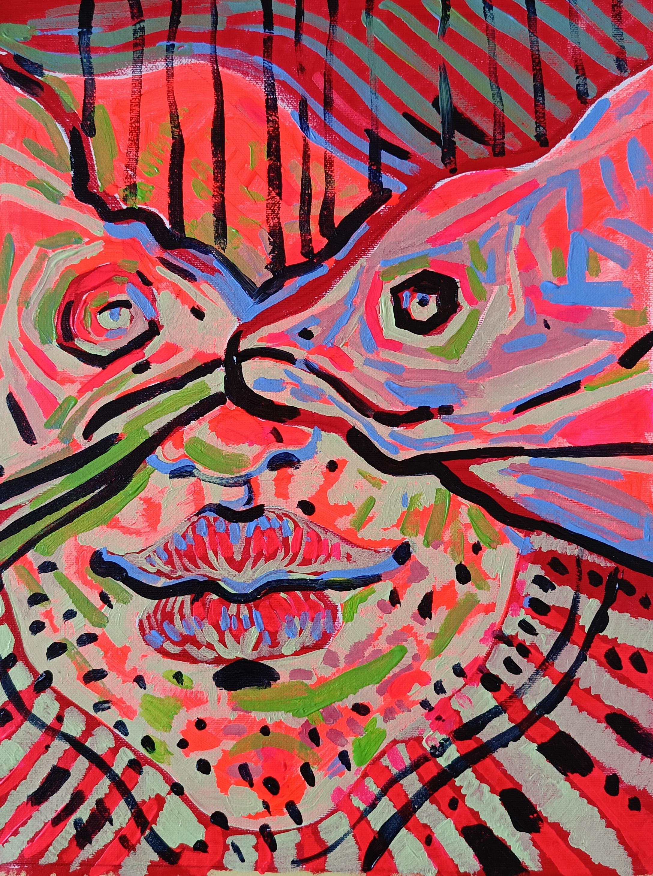 Irina Burda  Figurative Painting – Guck-guck