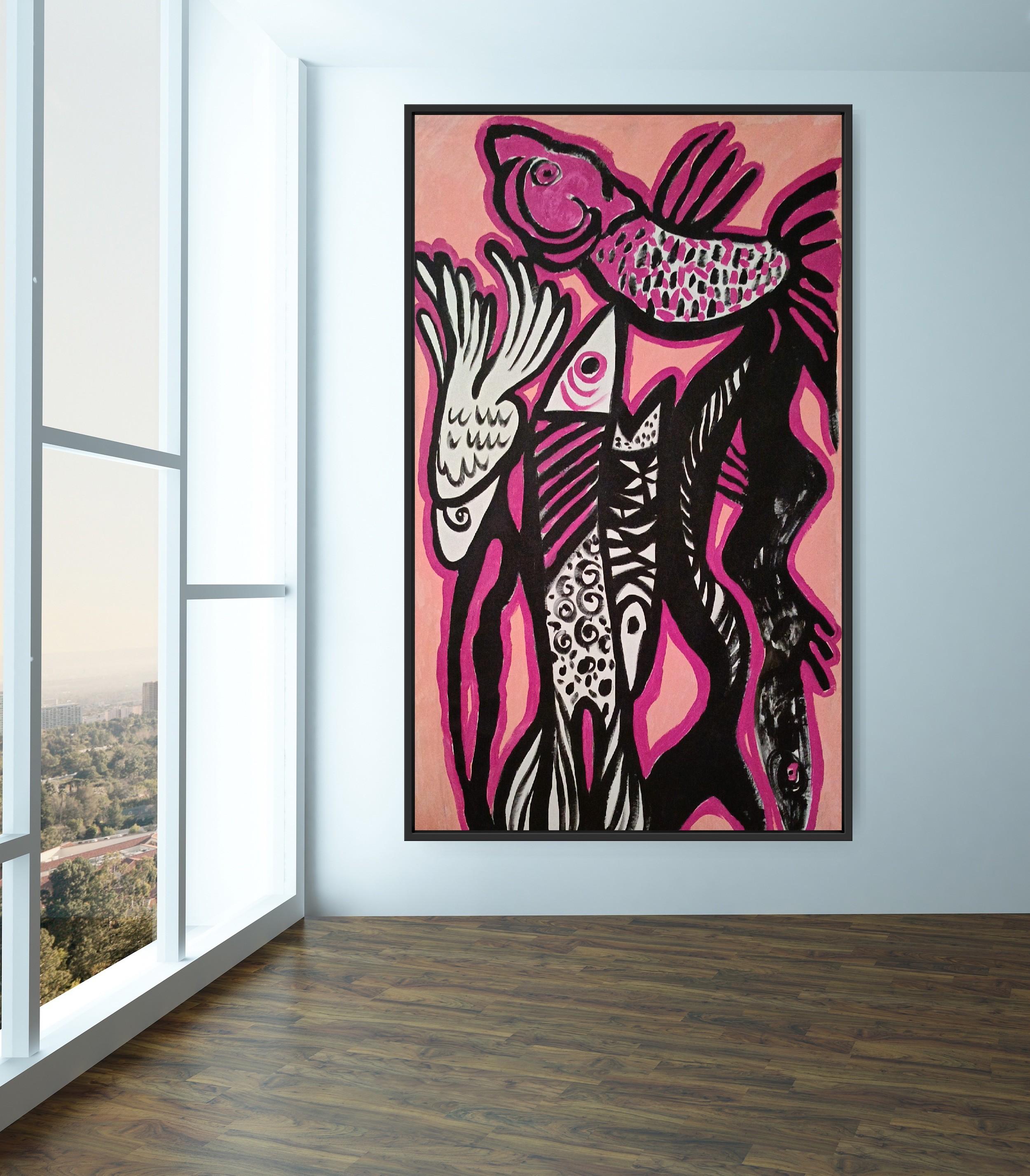 Support Can Make Even a Fish Fly - Brown Abstract Painting by Irina Burda 