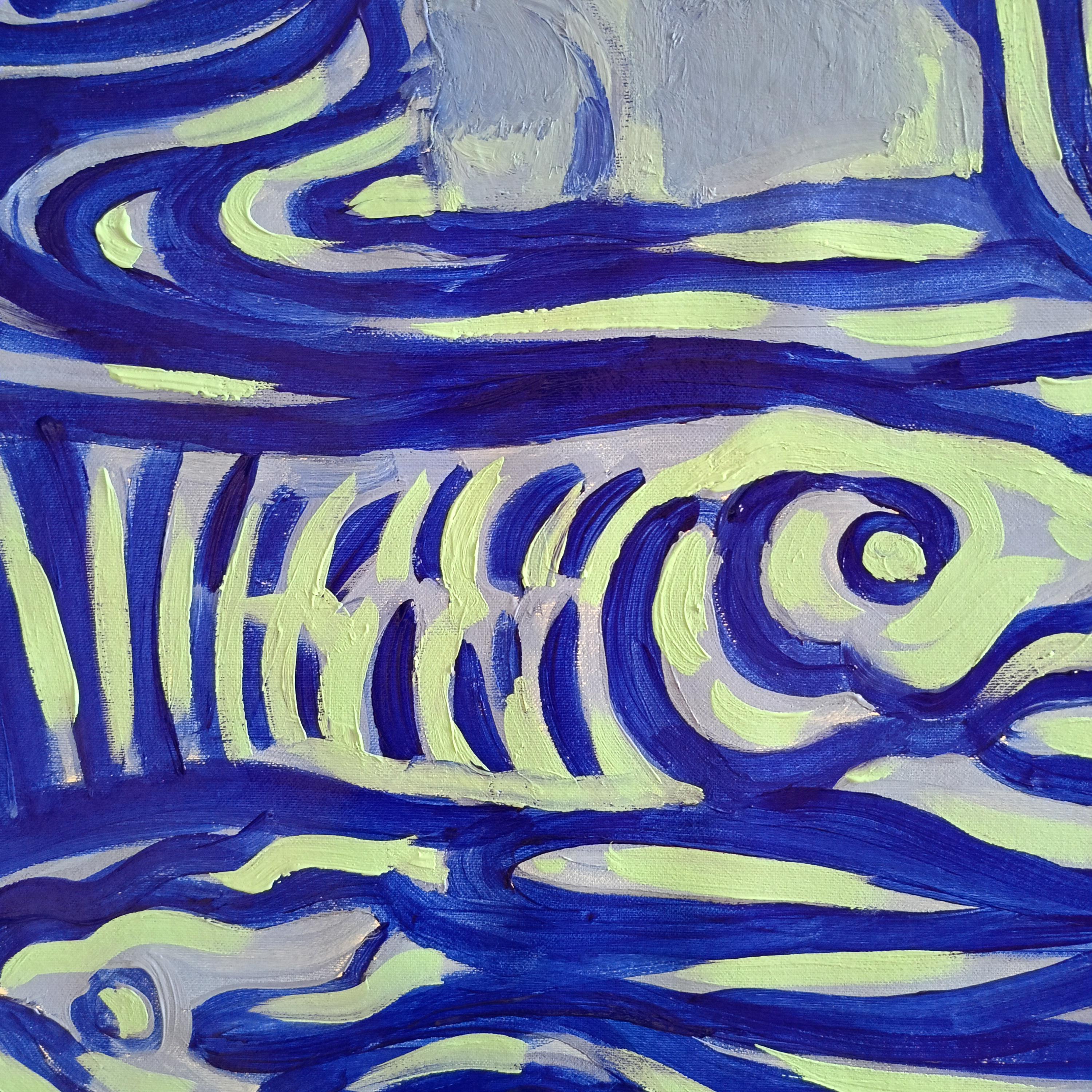 Le temps comme l'eau - Bleu Figurative Painting par Irina Burda 